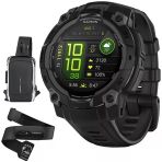 Garmin 010-02936-00 Instinct 3-45Mm Açık Gps Smartwatch, Amoled, Black W/Black Band Sche With Hrm 200 Heart Rate True Heart Rate & Hrv Data (Xs-S) & Deco Essentials Sling Backpack