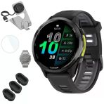 Garmin 010-02969-00 Forerunner 970 Gps Smartwatch, Carbon Gray Dlc Titanyum Ve Black Band Sche İle Deco Essentials Şarj Dock, 3X Silikon Toz Kapak Ve 2X 1.4 İnç Ekran Koruyucu