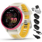 Garmin 010-02970-02 Forerunner 570-42Mm Gps Smartwatch Alüminyum Ve Bone/Mango Band Sche İle Deco Essentials Şarj Dock, Silikon Dust Cover 3 Pack Ve Usb Type C Şarj Ve Sync Cable