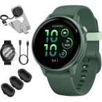 Garmin 010-02985-02 Vıvoactıve 6 Health & Fitness Gps Akıllı Saat, Jasper Green With Silikon Band Sche With Şarj Dock, USB Type C Şarj, Silikon Dust Covers & 2pack Ekran Koruyucu - Siyah