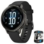 Garmin 010-03013-02 Venu 4, 41 mm Sağlık ve Fitness GPS Akıllı Saat, Slate ve Siyah Silikon Bant Paketi ve 2 YR CPS Gelişmiş Koruma Paketi