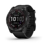 Garmin fenix 7X Solar, Solar Şarj Özelliğine sahip daha büyük boyutlu macera akıllı saati, GPS'li dokunmatik ekranlı dış mekan saati, Siyah Titanyum...