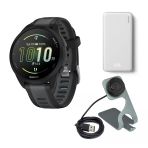 Garmin Forerunner 165 Gps Smartwatch (Black Ve Slate Gray) Sche With Silhouette 6.000Mah Portatif Accessory (Beyaz) Ve Focus Camera Portable Şarj Stand Ve Usb Şarj Kablolu (3)