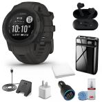 Garmin Instinct 2S Standard Edition Smart Watch Graphite + Kablosuz Kulaklık + Watch Şarj Stand + Usb Car/Wall Adaptör + 6Ave Temizlik Kit + Workout Havlu (010-02563-10)