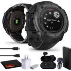 Garmin Instinct 2X Solar - Taktik Sürümü Siyah, Erkekler için Sağlam Dış Mekan GPS Akıllı Saat, Solar Şarj Özelliği, Balistik Hesap Makinesi Dahili Uçuş...