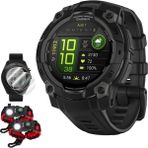 Garmin Instinct 3-45 mm Açık Gps Akıllı Saat, Amoled, Black Band 010-02936-00 Sche With Deco Essentials 2x Ekran Koruyucu & 2x Taktik Acil Paracord Duş - Siyah