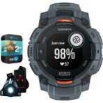 Garmin Instinct 3 45 mm Açık Gps Akıllı Saat Solar Twilight Band 010-02934-01 Sche With 2 Yr Cps Geliştirilmiş Koruma Paketi & Deco Essentials Wearable Safety Light - Siyah
