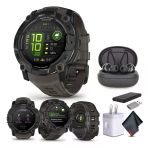 Garmin Instinct 3 45Mm Amoled Ekran Açık Gps Smartwatch, Metal-Reinforced Bezel, Built-İn Flashlight, 18 Days Battery Life, Black (010-02936-00) With Earbuds Sche