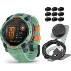 Garmin Instinct 3 45MM Amoled Gps Akıllı Saat (Neo Tropic) Focus Camera Portable Şarj Stand ve Focus Şarj Port Protectors (9-Pack) (3 Madde) - Siyah