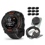 Garmin Instinct 3 45Mm Solar Gps Smartwatch With Built-İn Flashlight (Black) Sche With Focus Camera Portable Şarj Stand And Focus Şarj Port Protectors (9-Pack) (3)