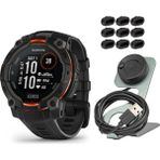 Garmin Instinct 3 45MM Solar Gps With Built-In Flashlight (Black) Sche With Focus Camera Portable Şarj Stand And Focus Şarj Port Protectors (9-Pack) (3) - Siyah