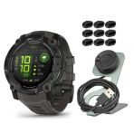 Garmin Instinct 3 50Mm Amoled Gps Smartwatch (Black And Charcoal Band) Sche With Focus Camera Port Protectors (9-Pack) (3)
