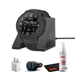 Garmin Instinct Crossover Solar Rugged Hybrid Smartwatch With Solar Şarj Cap Tasks Graphite With Watch Şarj Stand, 2Port Car Adaptörü, Wall-Adapter & Watch Temizlik Kit (010-02-11)