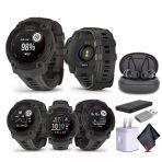 Garmin Instinct E 45Mm, Açık Gps Smartwatch, 7/24 Sağlık İzleme, 16 Günlük Battery Life, Charcoal (010-02933-00) Earbuds Sche