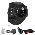Garmin Instinct-Gps Watch, Graphite, Ww + Usb Car/Wall Adapt + Watch Şarj Stand + 6Th Ave Fiber Kumaş (010-02064-00)