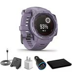 Garmin Instinct Solar Orchid + Usb Araba/Wall Adapt + Watch Şarj Stand + 6Ave Fiber Kumaş (010-02293-12)