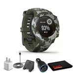 Garmin Instinct Solar Sportsman Edition Lichen Camo + Usb Car/Wall Adapt + Watch Şarj Stand + 6Ave Fiber Kumaş (010-02293-16)