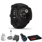 Garmin Instinct Solar Taktik Edition Black + Usb Car/Wall Adaptör + Watch Şarj Stand + 6Ave Fiber Kumaşı (010-022913)