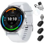 Garmin Venu 3 Health Fitness Gps Akıllı Saat Silver Steel Bezel W/whitestone Case (45MM) Fıtlık Venu 3 + Deco Essentials Silikon Kapağı - 3 Pack + 1.4 Inç Ekran Koruyucu - Siyah