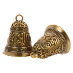 Garneck 2 Vintage Pirinç Çan Asılı Dekorasyon Zanaat Çan Altın Bronz Ton Retro Jingle Bell Inek Çanları Vintage Ev Için Altın Ev Raf Aksesuarları Kabak Akşam Yemeği