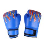 Garneck boks spor aksesuarları çocuk PU boks eldivenleri seti havalı desen iç mekan boks antrenman eldivenleri (Mavi)