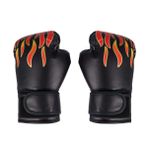 Garneck boks spor aksesuarları çocuk PU boks eldivenleri seti havalı desen iç mekan boks antrenman eldivenleri (Siyah)