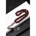 Garnet Doğal Taş 925 Ayar Gümüş Tesbih 8 Mm Küre Kesim - T-1786