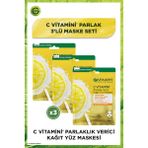Garnier 3'lü C Vitamini Parlaklık Verici Kağıt Yüz Maskesi Seti Aydınlatıcı Etki Tüm Cilt Tipleri İçin