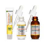 Garnier 40 ml C Vitamini Günlük Uv Korumalı Güneş Yüz Kremi Spf50 Görünmez Doku & 30 ml C Vitamini Parlak Süper Aydınlatıcı Serum & 30 ml C Vitamini Süper Aydınlatıcı Gece Serumu Cilt Bakım Seti