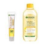 Garnier 40 ml C Vitamini Günlük Uv Korumalı Güneş Yüz Kremi Spf50 Görünmez Doku & 400 ml Micellar C Vitamini Kusursuz Makyaj Temizleme Suyu Cilt Bakım Seti