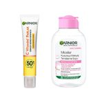Garnier 40ml C Vitamini Günlük Uv Korumalı Güneş Yüz Kremi Spf50 Görünmez Doku & 100 ml Micellar Kusursuz Makyaj Temizleme Suyu Cilt Bakım Seti