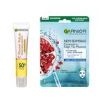 Garnier C Vitamini Günlük Uv Korumalı Güneş Yüz Kremi Spf50 Görünmez Doku 40ml & Nem Bombası Canlandırıcı Kağıt Maske Cilt Bakım Seti