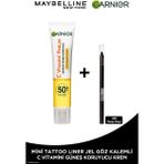 Garnier C Vitamini Parlak Günlük Uv Korumalı Güneş Yüz Kremi Görünmez Doku SPF50+ 40ML + Tat Liner Gel Pencil Göz Kalemi Mini