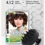 Garnier Nutrisse Krem 4 1:2 Işıltılı Kahve Saç Boyası ve Siyah Masaj Şampuan Fırçası