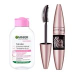Garnier Skin Naturals Micellar Kusursuz Makyaj Temizleme Suyu (100 ml) & Maybelline New York Lash Sensational Yelpaze Etkili Intense Black Maskara