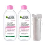 GARNIER Skin Naturals Micellar Kusursuz Makyaj Temizleme Suyu (400 ml) x2 & Makyaj Pamuk Hediyeli