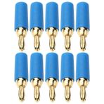 Garosa Muz Fiş Seti 10 Adet Lehim DIY Muz Fiş, 2.5mm Altın Kaplama Pirinç Lehim Tipi Erkek Konnektör Seti Kiti Ev Konnektörleri Adaptörleri (BLUE)