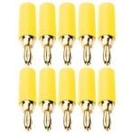 Garosa Muz Fiş Seti 10 Adet Lehim DIY Muz Fiş, 2.5mm Altın Kaplama Pirinç Lehim Tipi Erkek Konnektör Seti Kiti Ev Konnektörleri Adaptörleri (YELLOW)