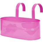 Garten Zink Askılı Balkon Çiçek Saksı Daisy Oval Çiçeklik Metal - Pembe