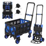GarveeTech Sepetli Katlanır El Kamyon Dolly, 2'si 1 Arada Tekerlekli Ağır Hizmet Dolly Arabası, 350 Lbs Kapasiteli Dönüştürülebilir El Arabası, Geri Çekilebilir Saplı ve Ev Ofis Hareketleri için 4