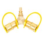 GasOne 2147 11/4 Y Splitter Römork Propan Hortum RV Masa Üstü Izgara için, 2 Yönlü LP Gaz Adaptörü 1/4 inç Hızlı Bağlantı Kesme Kiti