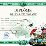 Gaston Lagaffe Diplom von As du direksiyon, sürücü ehliyet, araç karting, spor, binlerce küçük