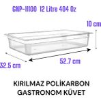 Gastroplast 1-1/100 12 Litre ( 404 Oz) Polikarbon Gastronom Küvet - 12 lt - Şeffaf