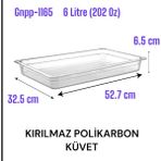 Gastroplast 1-1/65 6 Litre ( 202 Oz) Polikarbon Gastronom Küvet - 6 lt - Şeffaf