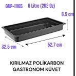 Gastroplast 1-1/65 6litre ( 202 Oz) Polikarbon Gastronom Küvet - 6 lt - Siyah