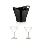 GastroPlast 6 Litre Siyah Buz Kovası ( 2 Adet 350 Ml Polikarbon Margarita Bardağı Hediye )