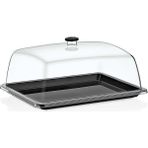 GastroPlast Kırılmaz (Pc) Fanus ve Tepsi Seti (325 x 265 Mm) - Kafe, Pastane ve Restoranlar Için Servis Seti - Profesyonel Servis ve Sunum Ekipmanı - Siyah