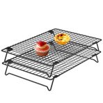 Gatphy Soğutma ızgarası 2'li set, paslanmaz çelik kek ızgarası, soğutma ızgarası, istiflenebilir, katlanabilir, pasta ızgarası, dikdörtgen, 34 x 24 x 6 cm, ızgara, waffle, pasta, ekmek, bisküvi