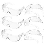Gatuida 1 Takım Gözlük Şeffaf Güvenlik Camı Koruyucu Lens Cam Üzeri Emniyet Camı Deney Gözlüğü Laboratuvar Gözlüğü Plastik Transparent 6 Çift