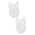 Gatuida 2 Adet Düz Renk Tulum Kız Elbise Bodysuit Romper Tulum Kıyafetler Kız Fotoğrafçılığı Için Yenidoğan Kıyafetleri Yenidoğan Fotoğraf Sahne Kız Çocuk Beyaz Siyam Tayt Dantel